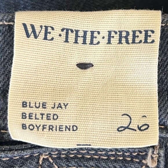 We The Free Blue Jay Belted Boyfriend Jean Size 26 Dark - Picture 6 of 7